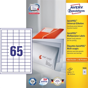 Avery ILC Universal Label 38 x 21,2 mm qp mm, 6500 kpl.